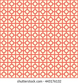 Seamless pattern with symmetric geometric ornament. Abstract repeated circles and blocks background. Grill wallpaper. Vector illustration