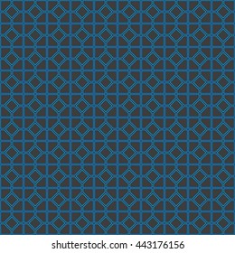Seamless pattern with symmetric geometric ornament. Abstract repeated rhombuses and blocks background. Grill wallpaper. Vector illustration