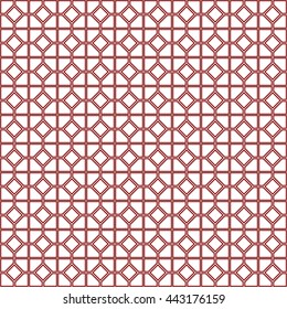 Seamless pattern with symmetric geometric ornament. Abstract repeated rhombuses and blocks background. Grill wallpaper. Vector illustration