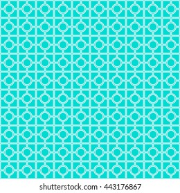 Seamless pattern with symmetric geometric ornament. Abstract repeated circles and blocks background. Grill wallpaper. Vector illustration