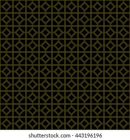 Seamless pattern with symmetric geometric ornament. Abstract repeated circles, rhombuses and blocks background. Grill wallpaper. Vector illustration