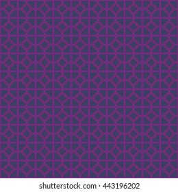 Seamless pattern with symmetric geometric ornament. Abstract repeated circles, rhombuses and blocks background. Grill wallpaper. Vector illustration