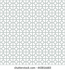 Seamless pattern with symmetric geometric ornament. Abstract repeated rhombuses and blocks background. Grill wallpaper. Vector illustration