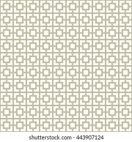 Seamless pattern with symmetric geometric ornament. Abstract repeated squares and blocks background. Grill wallpaper. Vector illustration