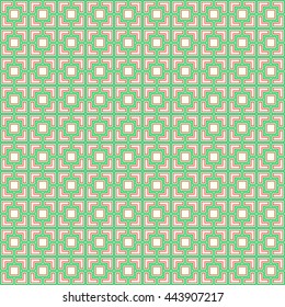 Seamless pattern with symmetric geometric ornament. Abstract repeated squares and blocks background. Grill wallpaper. Vector illustration