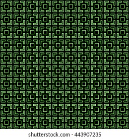 Seamless pattern with symmetric geometric ornament. Abstract repeated squares and blocks background. Grill wallpaper. Vector illustration