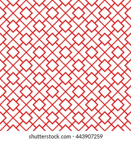 Seamless pattern with symmetric geometric ornament. Abstract repeated rhombuses and blocks background. Grill wallpaper. Vector illustration