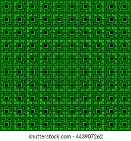 Seamless pattern with symmetric geometric ornament. Abstract repeated squares and blocks background. Grill wallpaper. Vector illustration