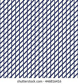 Seamless pattern with symmetric geometric ornament. Nautical blue striped abstract wallpaper. Navy color thin line grid digital paper for scrapbook, textile print, page fill. Vector illustration