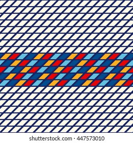 Seamless pattern with symmetric geometric ornament. Abstract repeated bright squares and rhombuses background. Creative wallpaper. Vector illustration