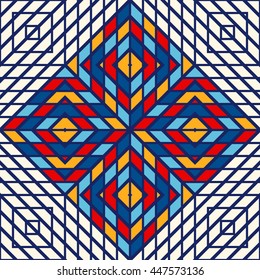 Seamless pattern with symmetric geometric ornament. Abstract bright background. Creative wallpaper. Vector illustration