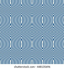 Seamless pattern with symmetric geometric ornament. Navy color abstract background. Vector illustration