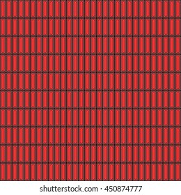 Seamless pattern with symmetric geometric ornament. Abstract background with red color squares. Repeated blocks wallpaper. Vector illustration