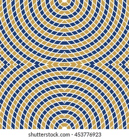 Seamless pattern with symmetric geometric ornament. Color circles and rhombuses abstract background. Creative wallpaper. Vector illustration
