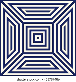Seamless pattern with symmetric geometric ornament. Navy color abstract background. Vector illustration