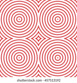 Seamless pattern with symmetric geometric ornament. Color stylized circles and rhombuses abstract background. Creative wallpaper. Vector illustration
