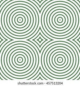 Seamless pattern with symmetric geometric ornament. Color stylized circles and rhombuses abstract background. Creative wallpaper. Vector illustration