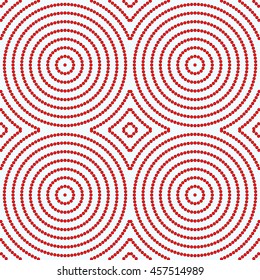 Seamless pattern with symmetric geometric ornament. Color stylized circles and rhombuses abstract background. Creative wallpaper. Vector illustration