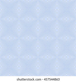 Seamless pattern with symmetric geometric ornament. Blue stylized circles and rhombuses abstract background. Creative wallpaper. Vector illustration
