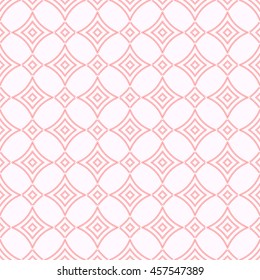 Seamless pattern with symmetric geometric ornament. Red stylized rhombuses abstract background. Creative wallpaper. Vector illustration