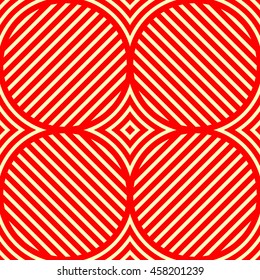 Seamless pattern with symmetric geometric ornament. Color stripes and rhombuses abstract background. Creative wallpaper. Vector illustration