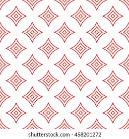 Seamless pattern with symmetric geometric ornament. Red stylized rhombuses abstract background. Creative wallpaper. Vector illustration