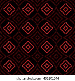Seamless pattern with symmetric geometric ornament. Color stylized rhombuses abstract background. Creative wallpaper. Vector illustration