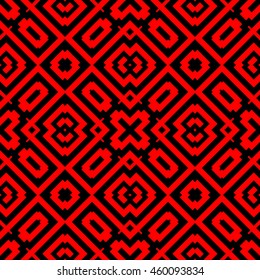 Seamless pattern with symmetric geometric ornament. Stylized ethnic abstract background. Ornamental wallpaper. Vector illustration