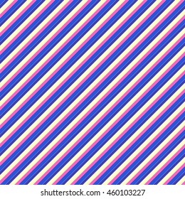 Seamless pattern with symmetric geometric ornament. Diagonal striped abstract wallpaper. Color lines digital paper for scrapbook, textile print, page fill. Vector illustration