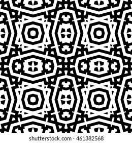 Seamless pattern with symmetric geometric ornament. Stylized ethnic abstract background. Ornamental wallpaper. Vector illustration