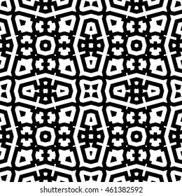 Seamless pattern with symmetric geometric ornament. Stylized ethnic abstract background. Ornamental wallpaper. Vector illustration