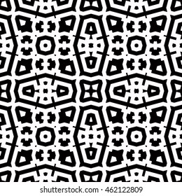 Seamless pattern with symmetric geometric ornament. Stylized ethnic abstract background. Ornamental wallpaper. Vector illustration