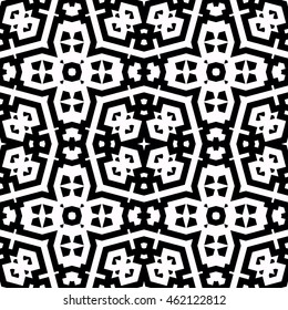 Seamless pattern with symmetric geometric ornament. Stylized ethnic abstract background. Ornamental wallpaper. Vector illustration