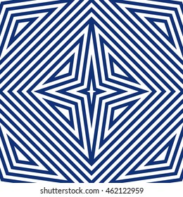 Seamless pattern with symmetric geometric ornament. Striped abstract background. Ethnic and tribal motifs. Ornamental wallpaper. Vector illustration