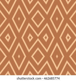 Seamless pattern with symmetric geometric ornament. Striped abstract background. Ethnic and tribal motifs. Repeated rhombuses wallpaper. Vector illustration