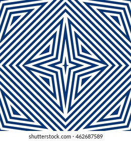 Seamless pattern with symmetric geometric ornament. Striped abstract background. Ethnic and tribal motifs. Ornamental wallpaper. Vector illustration