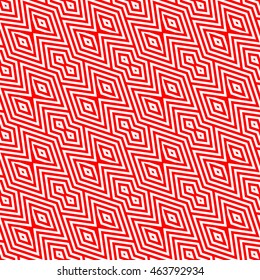 Seamless pattern with symmetric geometric ornament. Striped abstract background. Ethnic and tribal motifs. Repeated rhombuses wallpaper. Vector illustration