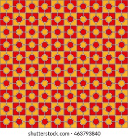 Seamless pattern with symmetric geometric ornament. Color square mosaic abstract background. Vector illustration