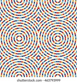 Seamless pattern with symmetric geometric ornament. Abstract stained glass bright background. Ethnic wallpaper. Vector illustration