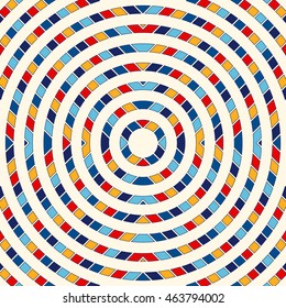 Seamless pattern with symmetric geometric ornament. Abstract stained glass bright background. Ethnic wallpaper. Vector illustration