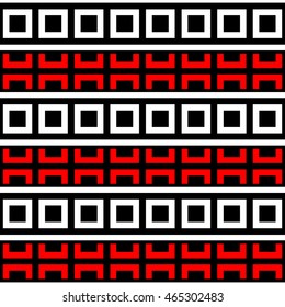 Seamless pattern with symmetric geometric ornament. Ethnic and tribal motifs. Repeated squares, semi-squares and lines background. Creative wallpaper. Vector illustration 