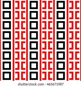 Seamless pattern with symmetric geometric ornament. Ethnic and tribal motifs. Repeated squares, semi-squares and lines background. Creative wallpaper. Vector illustration 