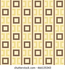 Seamless pattern with symmetric geometric ornament. Ethnic and tribal motifs. Repeated squares, semi-squares and lines background. Creative wallpaper. Vector illustration 