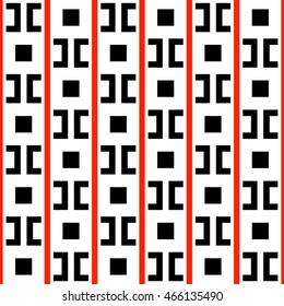 Seamless pattern with symmetric geometric ornament. Ethnic and tribal motifs. Repeated squares, semi-squares and lines background. Creative wallpaper. Vector illustration 