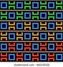Seamless pattern with symmetric geometric ornament. Ethnic and tribal motifs. Repeated squares, semi-squares and lines background. Creative wallpaper. Vector illustration 