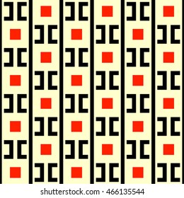 Seamless pattern with symmetric geometric ornament. Ethnic and tribal motifs. Repeated squares, semi-squares and lines background. Creative wallpaper. Vector illustration 