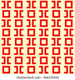Seamless pattern with symmetric geometric ornament. Ethnic and tribal motifs. Repeated squares and  semi-squares background. Creative wallpaper. Vector illustration 