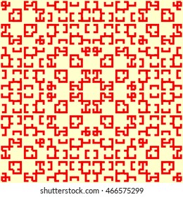 Seamless pattern with symmetric geometric ornament. Ethnic and tribal motifs. Repeated different shaped curves and figures background. Creative wallpaper. Vector illustration 