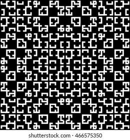 Seamless pattern with symmetric geometric ornament. Ethnic and tribal motifs. Repeated different shaped curves and figures background. Creative wallpaper. Vector illustration 