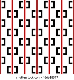Seamless pattern with symmetric geometric ornament. Ethnic and tribal motifs. Repeated semi-squares and lines background. Creative wallpaper. Vector illustration 